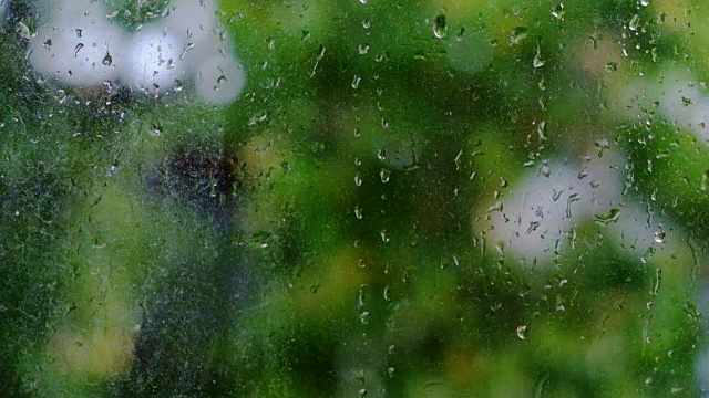 雨后滴在玻璃上的水滴视频素材