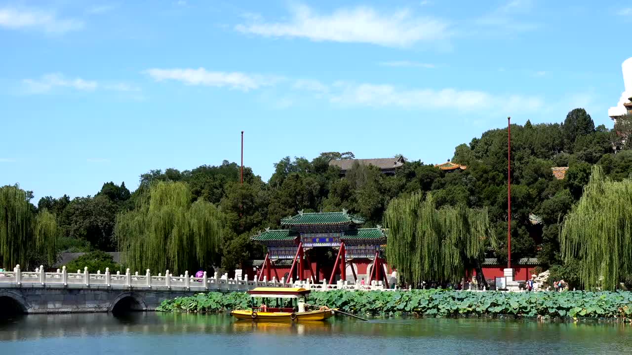 北京北海公园在夏天的风景，中国。视频素材