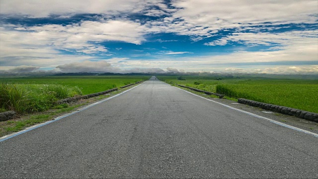 自然的夏季景观以柏油路到地平线和美丽的景色视频素材