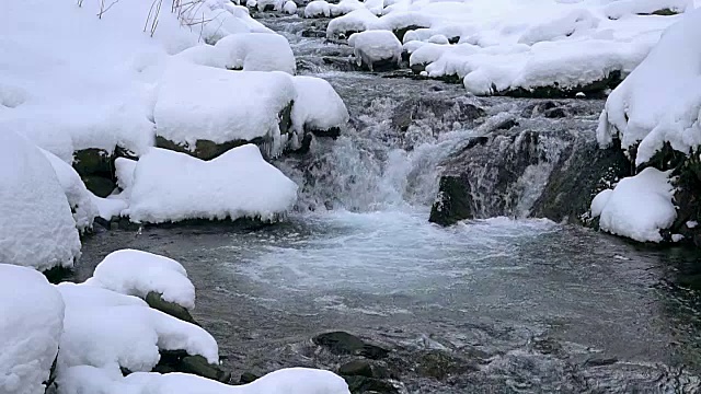 冬季山区河流湍急视频素材