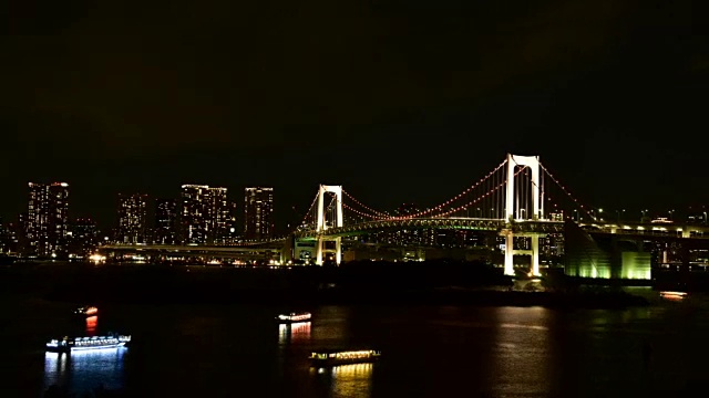 东京湾彩虹桥夜景视频素材