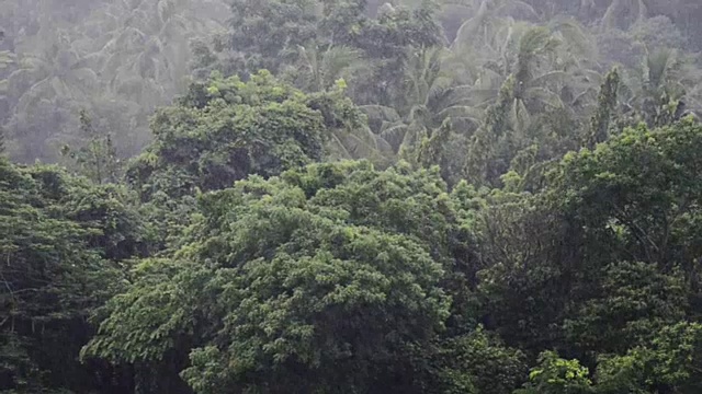 雨点运动与云风暴在山上视频素材