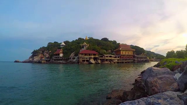 Time Lapse Sunset“Wat Khao Tao”泰国佛教寺庙视频素材