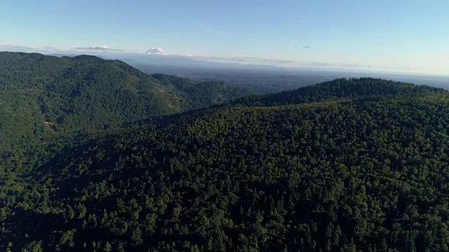 从直升机上俯瞰喀斯喀特山脉的雷尼尔山视频素材