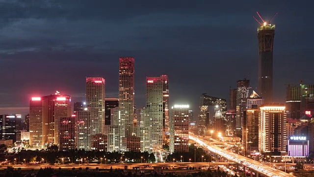 T/L HA PAN Downtown Beijing at Night /中国北京视频素材