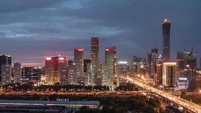 T/L HA Downtown Beijing at Night /北京，中国视频素材