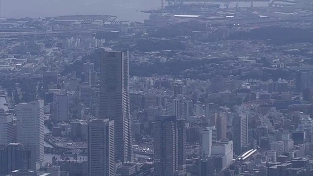 航空，横滨地标塔，神奈川，日本视频素材