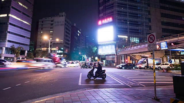 城市夜间交通时间流逝视频素材