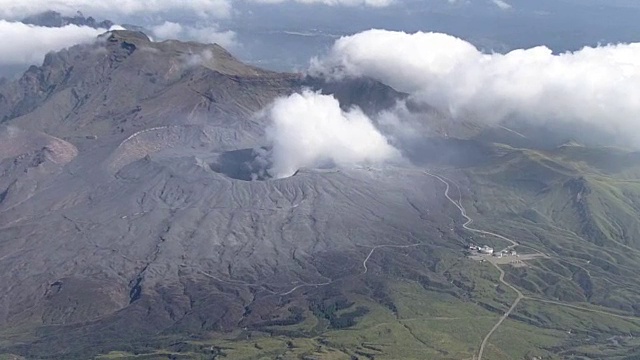 空中，麻生火山喷发，日本熊本视频素材