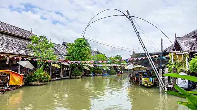 浮动市场的时间流逝。泰国芭堤雅。视频素材