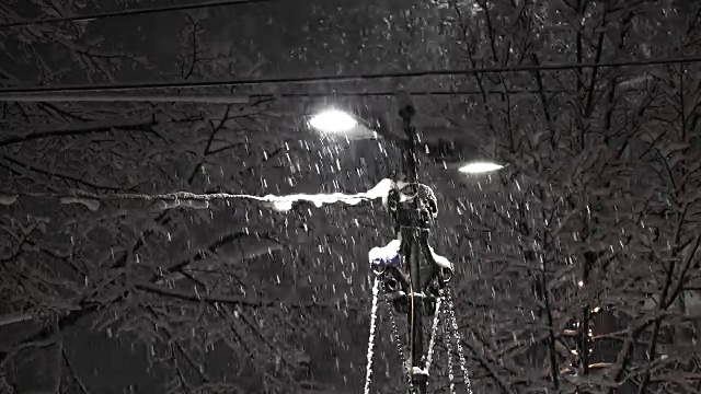 冬夜暴雪，城市环线背景视频素材