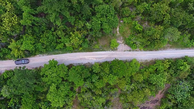 穿过森林的道路鸟瞰图。视频素材