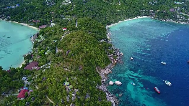 热带海滩天堂:美丽的热带海洋海滩(泰国Koh Tao岛)视频素材