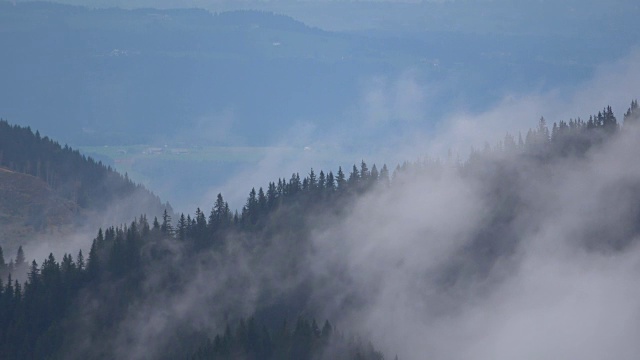 山地森林上空的云，雾，云景，时间流逝，阿尔卑斯山，巴伐利亚，4K视频素材