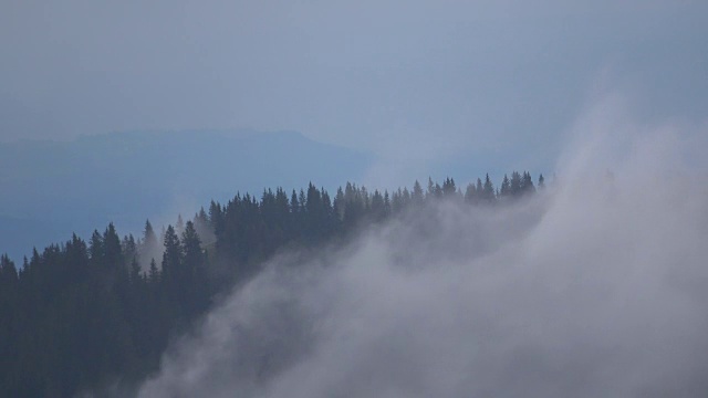 山地森林上空的云，雾，云景，时间流逝，阿尔卑斯山，巴伐利亚，4K视频素材