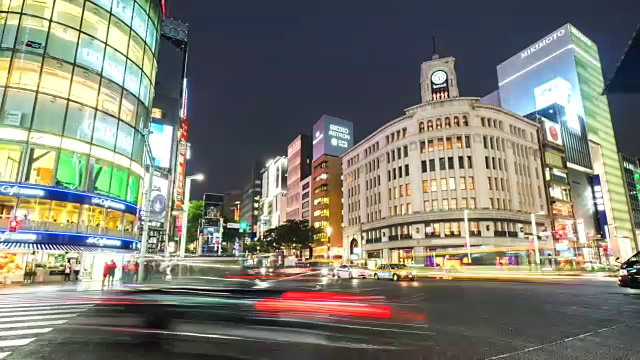 高清时光流逝:东京的银座黄昏视频素材