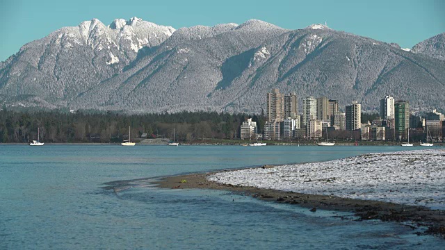 冬季海滩雪，基茨拉诺，温哥华4K超高清视频素材