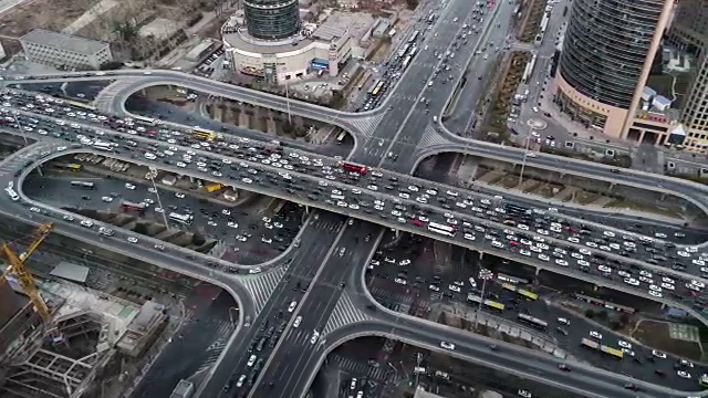 T/L WS HA PAN鸟瞰图北京路交叉口/北京，中国视频素材