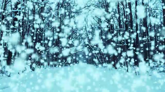 雪圣诞视频背景无缝循环-魔法雪一个下雪的冬天森林与梦幻般的视觉质量。伟大的大气背景循环，特别适合圣诞节时间。视频素材