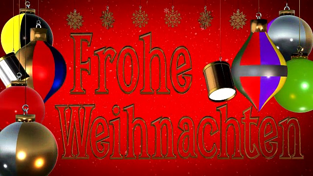 Frohe Weihnachten德国问候用圣诞装饰和雪视频素材