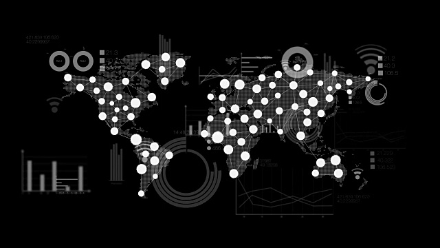 用通讯技术连接世界人民。与经济图,图表。社交媒体。视频素材