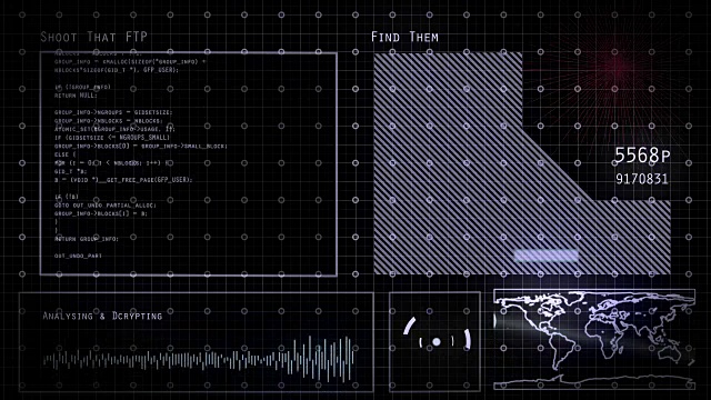 深蓝色的未来HUD，计算机数据屏幕，像狩猎或黑客什么的。视频素材