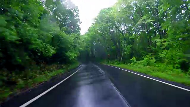 在雨中驾驶乡间小路视频素材