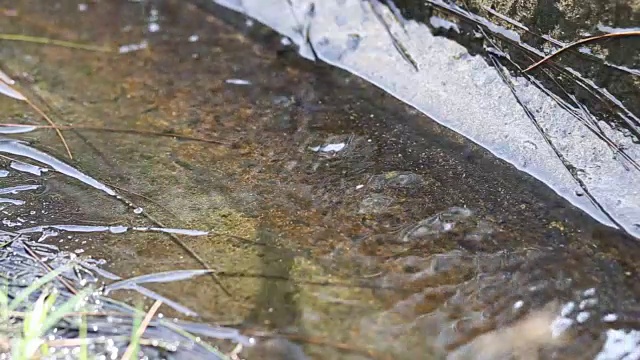 水流从木栈道流向水车。视频下载