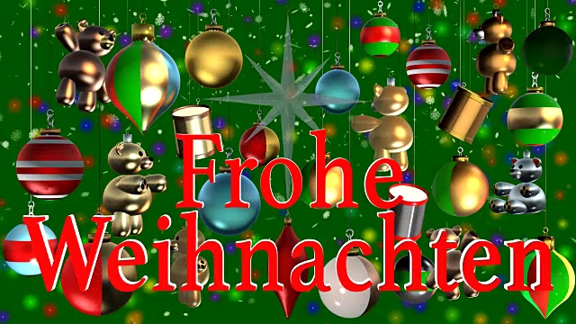 Frohe Weihnachten德国问候用圣诞装饰和雪视频素材