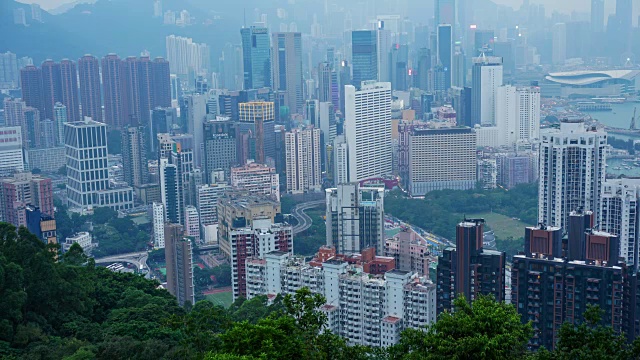 香港夜的时间流逝。港岛中区、维多利亚港、港岛及九龙。视频素材