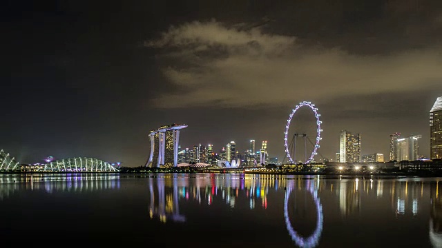 新加坡城市视点白天到夜晚美丽的城市灯光，4K延时视频素材