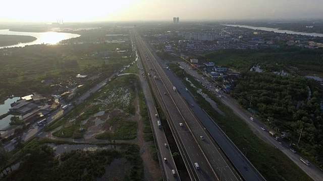 泰国曼谷公路鸟瞰图视频素材