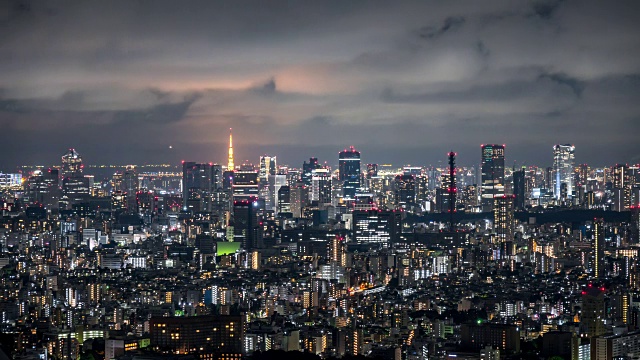 东京天际线之夜/日本东京视频素材