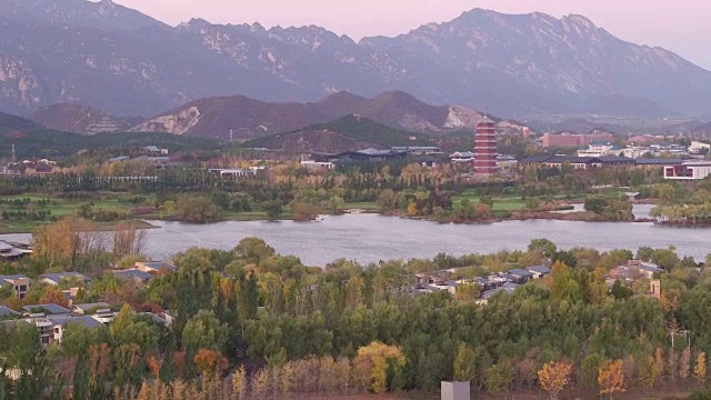 鸟瞰北京著名的雁栖湖视频素材