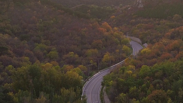 鸟瞰北京秋天的道路视频素材