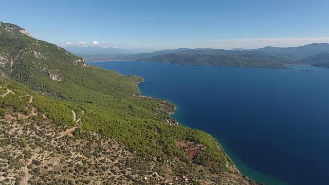 Gokova海湾Akyaka土耳其空中Pan镜头视频素材