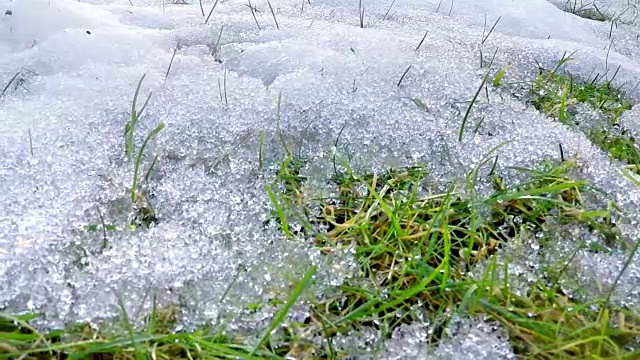 初春雪融化，淘时光流逝视频素材