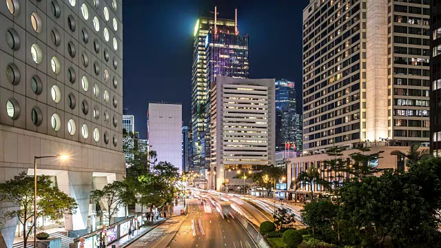 中国香港夜间高峰时段交通的T/L WS视图视频素材