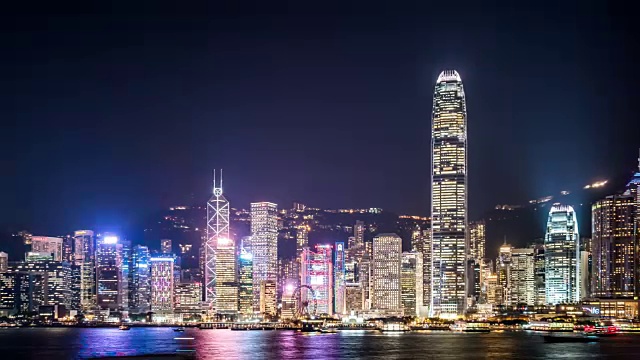 T/L WS ZO Hong Kong Skyline at Night /中国香港视频素材