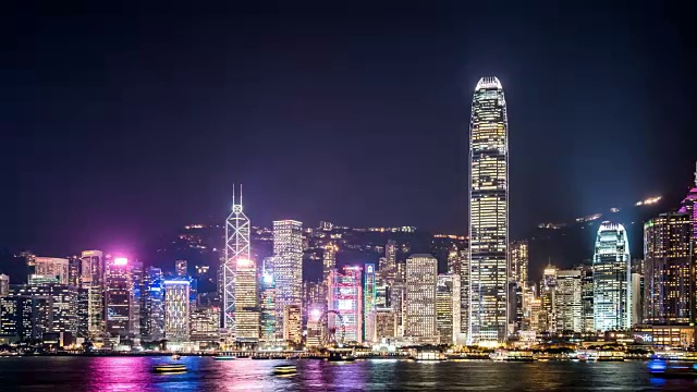 T/L WS ZI Hong Kong Skyline at Night /中国香港视频素材