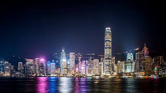 T/L WS Hong Kong Skyline at Night /中国香港视频素材