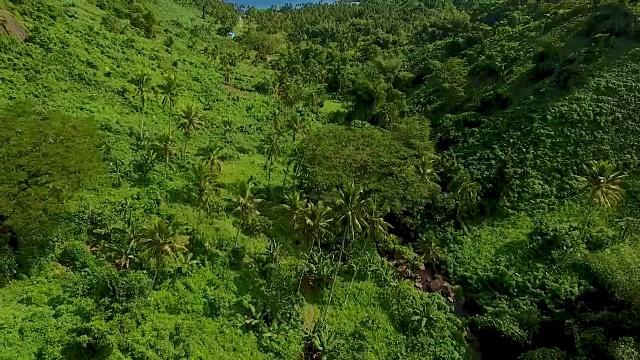 空中斐济丛林瀑布徒步旅行视频下载