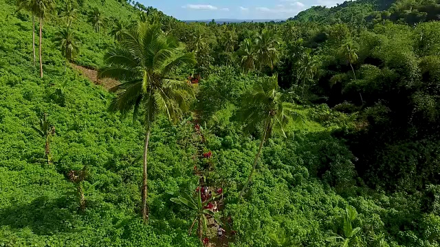 空中斐济丛林瀑布徒步旅行视频下载