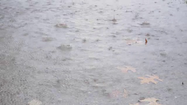 大雨在水上拍摄用高速相机，幻影伸缩。视频素材