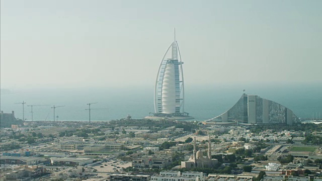 航空Burj al Arab 7星级酒店迪拜视频素材