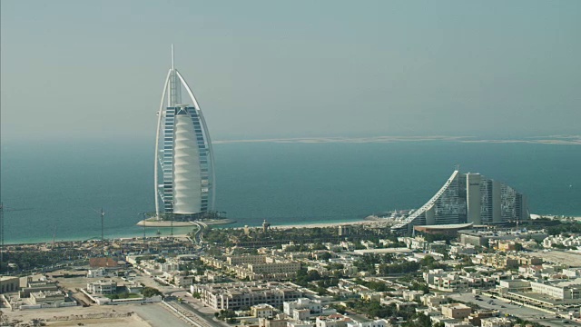 航空Burj al Arab 7星级酒店迪拜视频素材