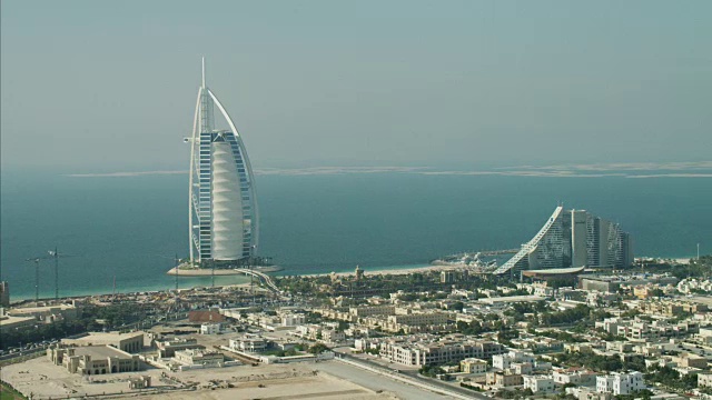 航空Burj al Arab 7星级酒店迪拜视频素材