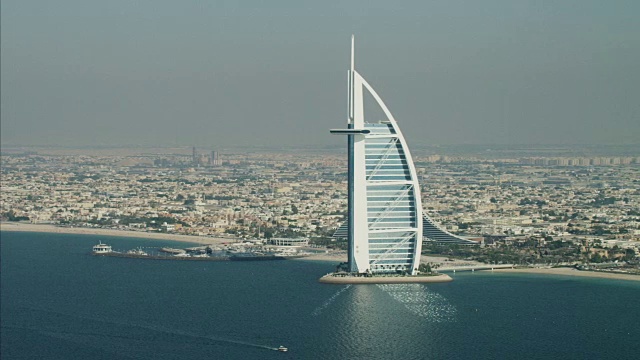 航空Burj al Arab 7星级酒店迪拜视频素材