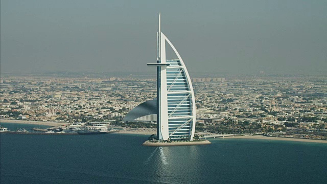 航空Burj al Arab 7星级酒店迪拜视频素材