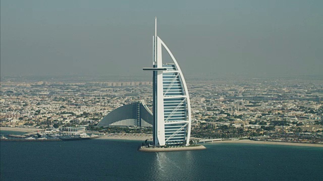 航空Burj al Arab 7星级酒店迪拜视频素材